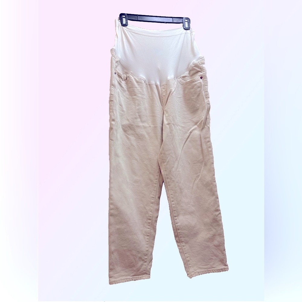 Old Navy Maternity Full Panel O.G. Straight Ecru Ankle Jeans